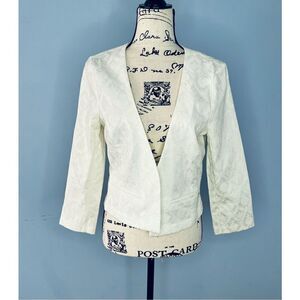 Brand New Guess Women's Large White Laney Brocade Blazer Jacket Workwear